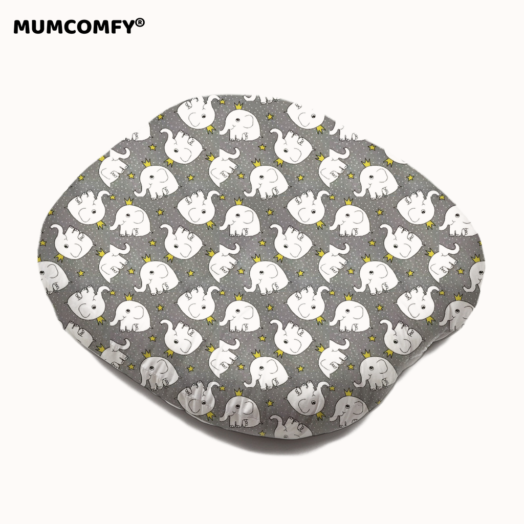 Cocon bébé motif Éléphants Couronne Gris