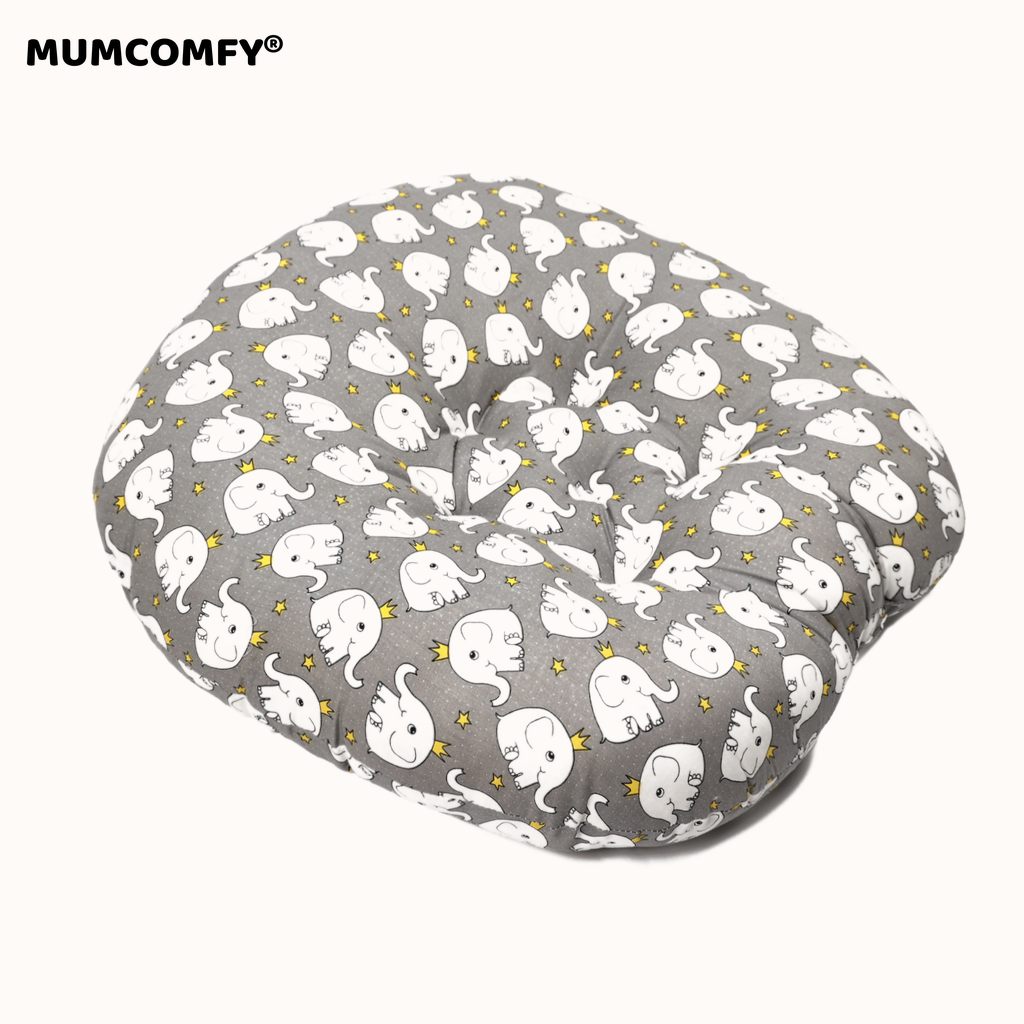 Cocon bébé motif Éléphants Couronne Gris