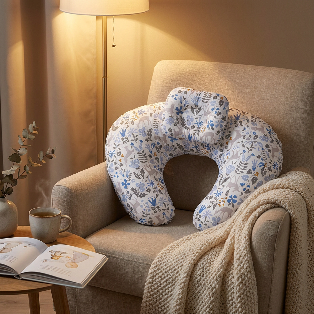 Coussin Papillon Duo Bleues — ambiance cocooning soirée avec lampe et thé
